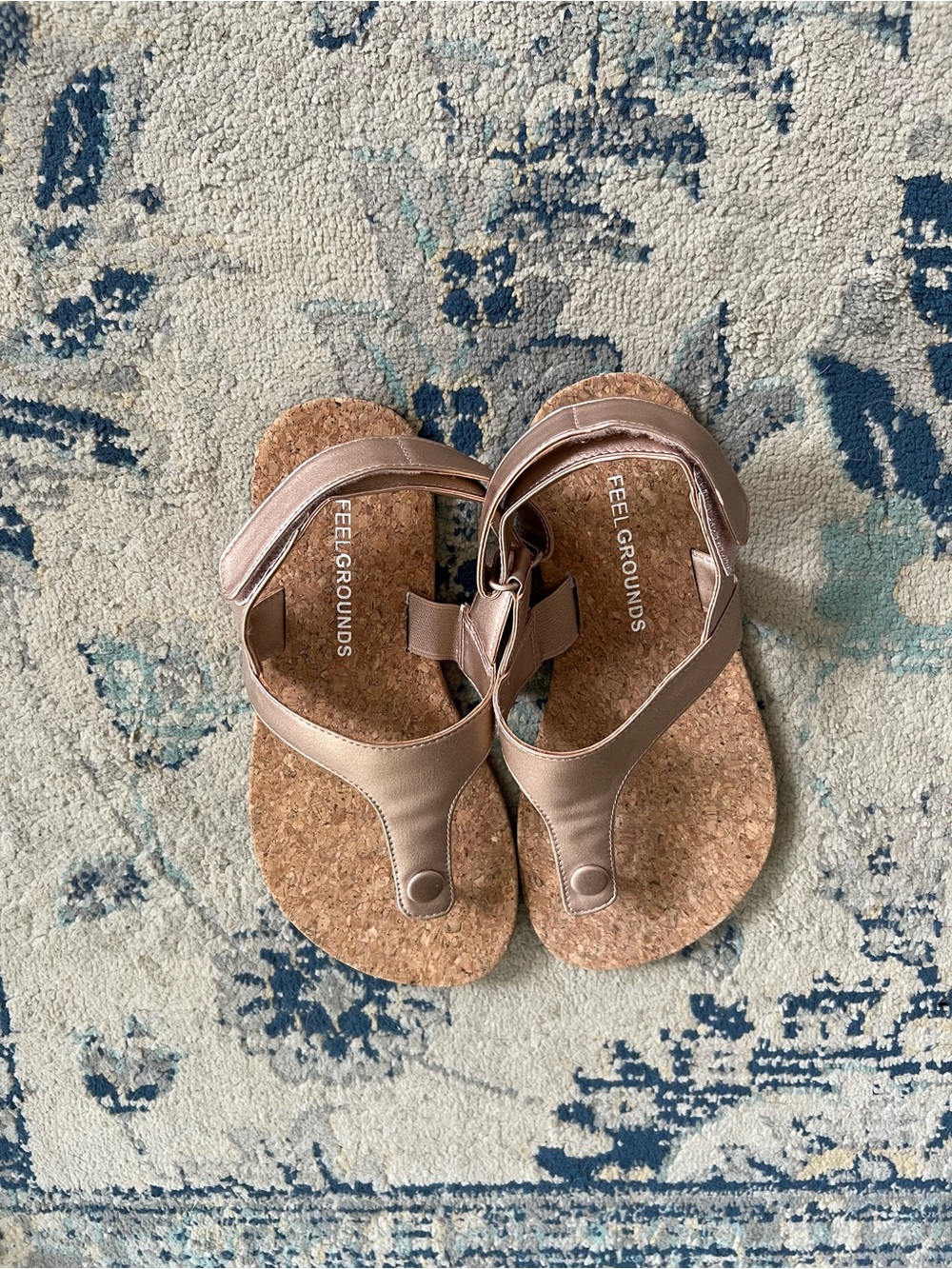 Cork Toe-Post Sandals in Metallic Rose - Picture 2 of 4